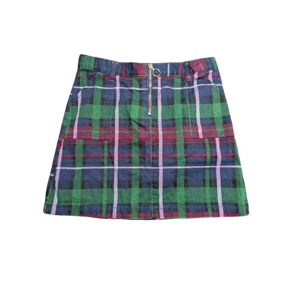 Children's Place Girls Plaid Twill Zip Skirt - blue Kids 12